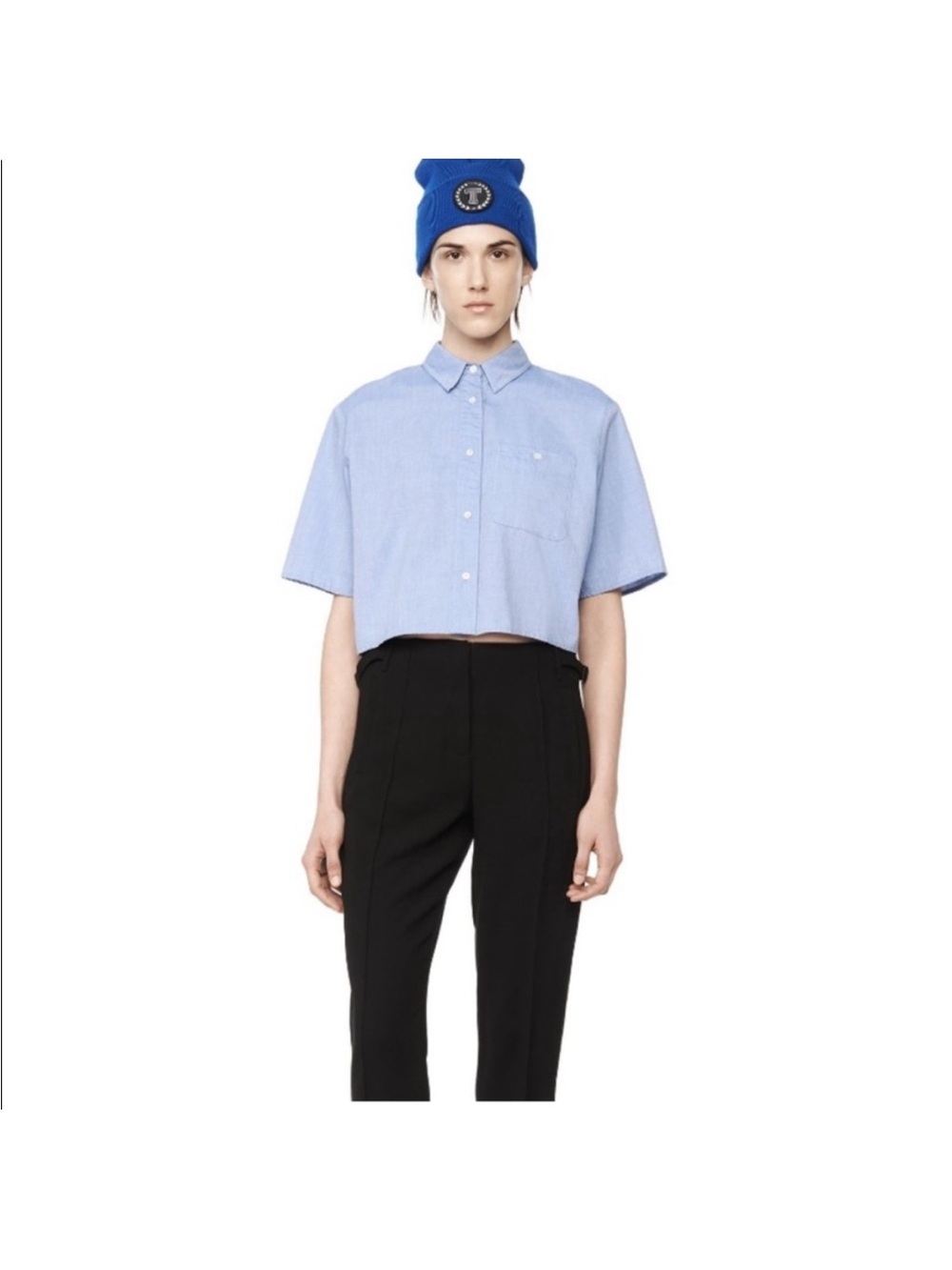 T Alexander Wang boxy cropped button up